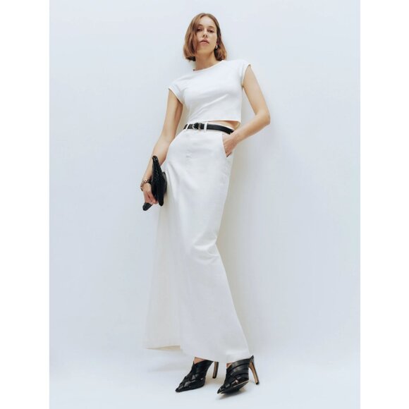 Reformation x Anthropologie Myles Denim Maxi Skirt Column Full Length High Rise - Picture 13 of 14